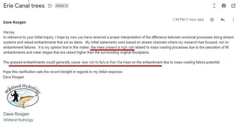 Testimony in question – Vegetation on Dams.