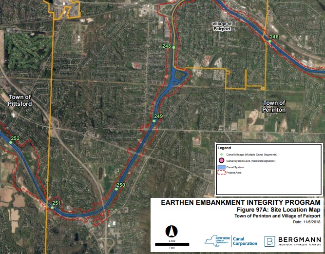 Engineering Maps of vegetation removal locations along the Erie Canal